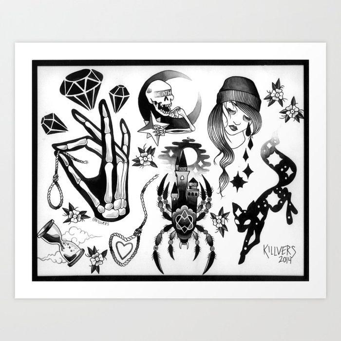 Killvers Tattoo Flash Art Print By Killvers Society6