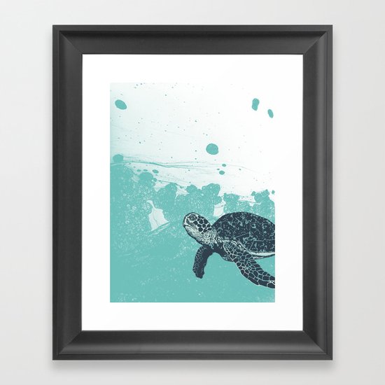 Sea Foam Sea Turtle Framed Art Print