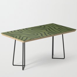 Abstract Retro Topographic Print - Mustard Green and Pine Tree Coffee Table