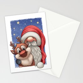 Little Santa and his little reindeer Stationery Cards