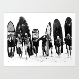 Summer Vintage Surfing Art Print
