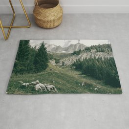 Peaceful Mountains | Landscape Photography Alps | Print Art Rug