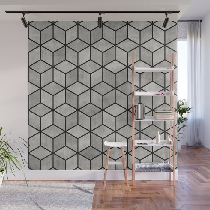 Concrete Cubes Wall Mural by Zoltan Ratko | Society6