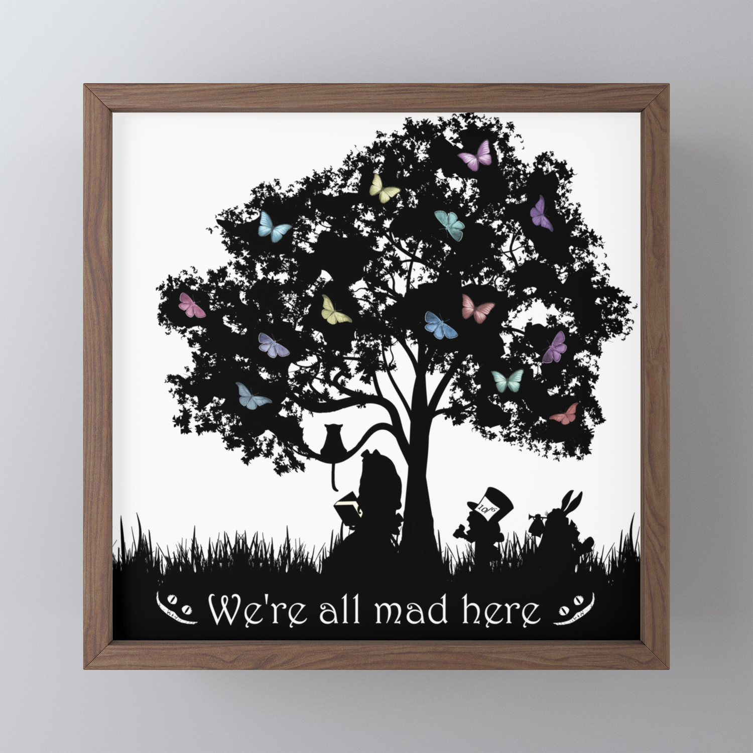 We Re All Mad Here Iii Alice In Wonderland Silhouette Art Framed
