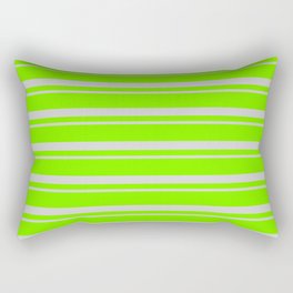 [ Thumbnail: Green and Light Grey Colored Pattern of Stripes Rectangular Pillow ]