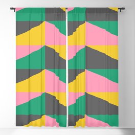 Triangles in Pink Green and Yellow Blackout Curtain