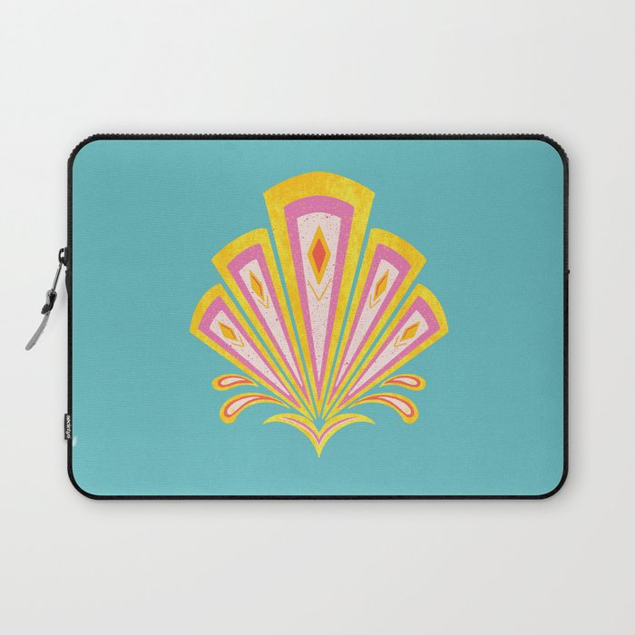 Yellow and turquoise Art Deco motif Laptop Sleeve