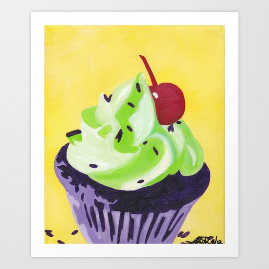 Green Cupcake Art Print