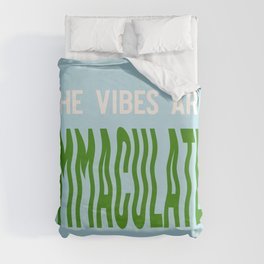 Retro Wavy Immaculate Vibes Typography Duvet Cover