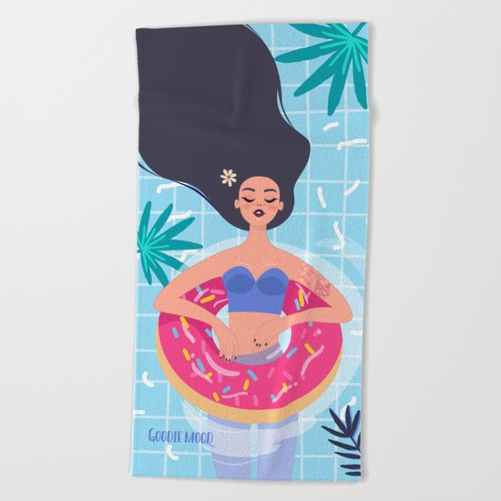 Lazy Girl & Donut Swim Ring Beach Towel