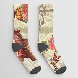 Paris vintage poster.  Socks