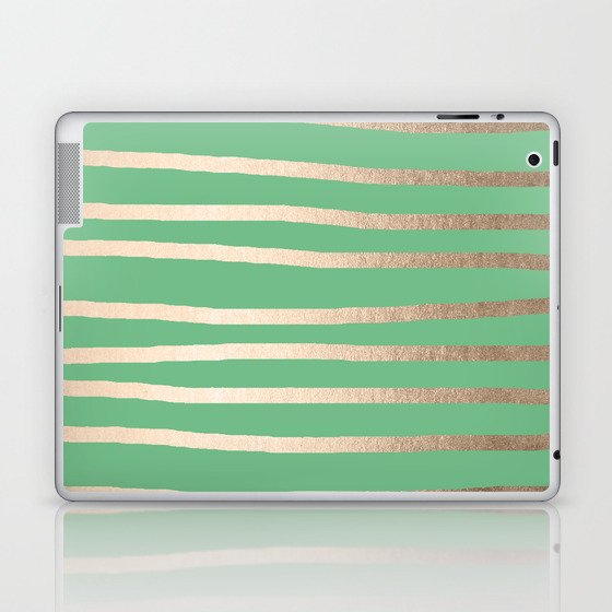 Abstract Drawn Stripes Gold Tropical Green Laptop & iPad Skin