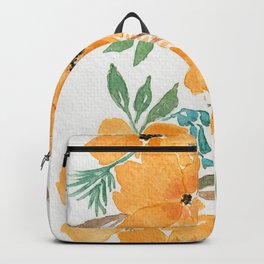 Golden Flowers Watercolor Floral Art Backpack