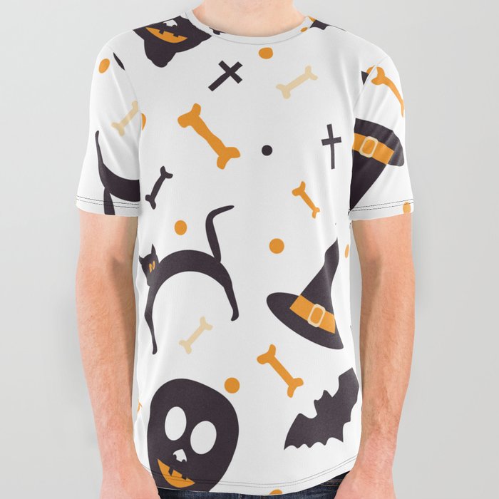 Halloween Pattern All Over Graphic Tee