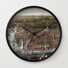 Brooklyn map vintage Wall Clock