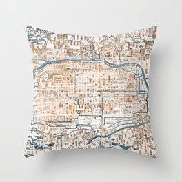 1863 Antique Map of Kyoto Japan Throw Pillow