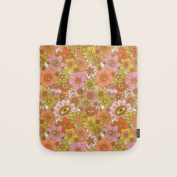 バッグ 60s vintge tote bag Vintage 1960s Tote Bag Floral Plastic Boho 60s | Check