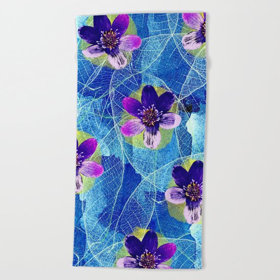 Purple flowers Beach Towel