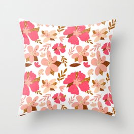 Pinky Flowers Throw Pillow