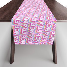 France Trendy Rainbow Text Pattern (Pink) Table Runner