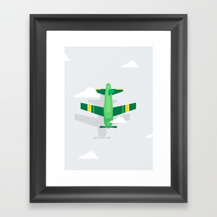 Green Plane High Sky Framed Art Print
