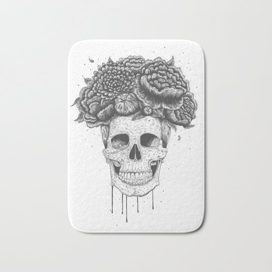 Skull with flowers Bath Mat