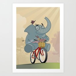 Mr. Elephant & Mr. Mouse 'Bicycle' Art Print