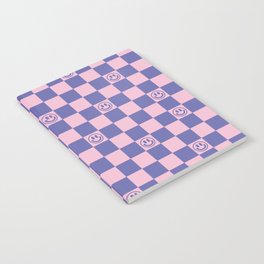 Smileys and Checkerboard (Very Peri And Pink Color Palette) Notebook