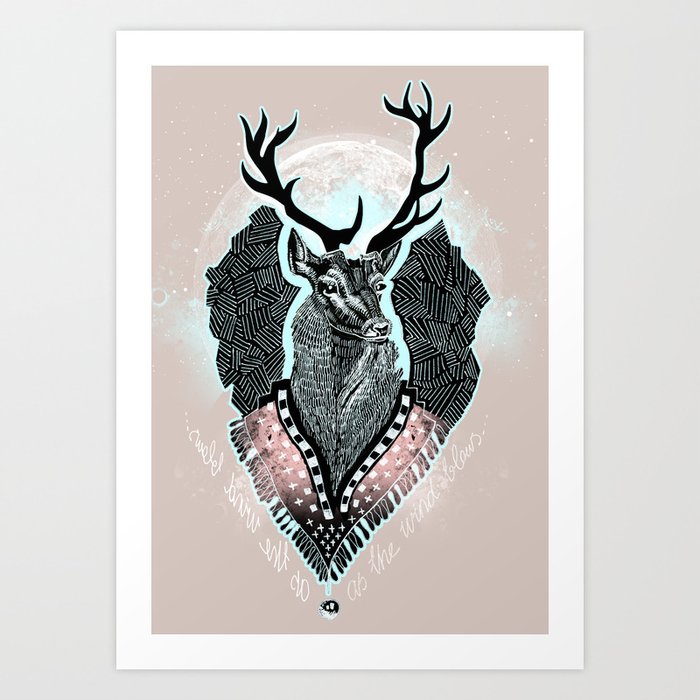 Wind:::Deer Art Print