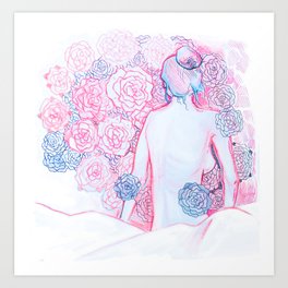 Lost In the Red Roses Art Print