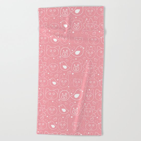 Baby Animals Coral Beach Towel