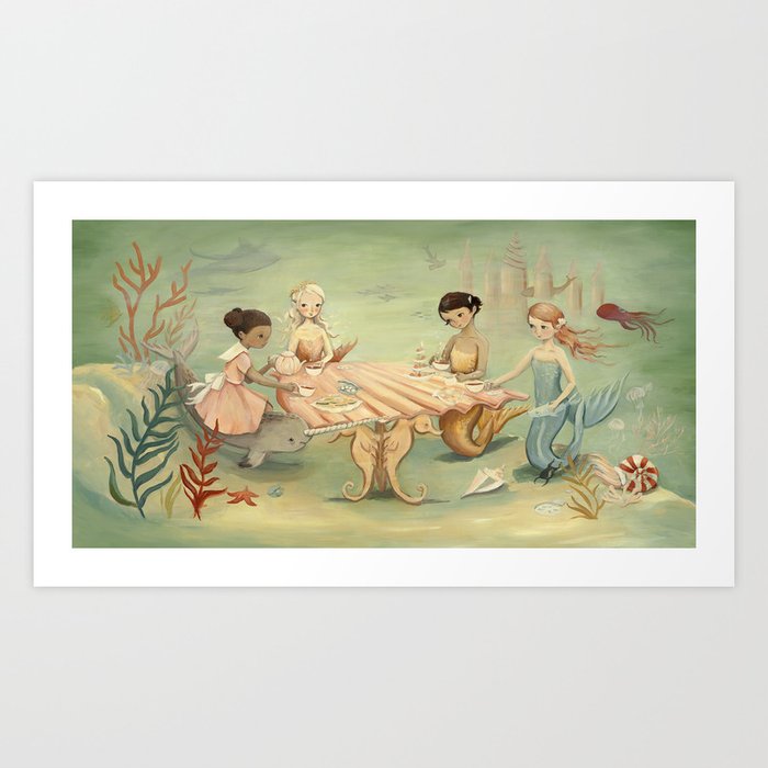 The Mermaid Dream by Emily Winfield Martin Kunstdrucke | Gemälde, Surreal, Merrmaid, Children, Kinder, Nautical, Narwhal, Whimsical
