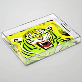 yellow light tiger ecopop in zodiac bengal wallpaper art  Acrylic Tray