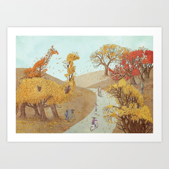The Night Gardener - Autumn Park Art Print