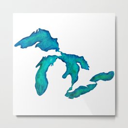 watercolor Great Lakes Metal Print