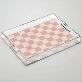 Blush pink checkered pattern Acrylic Tray