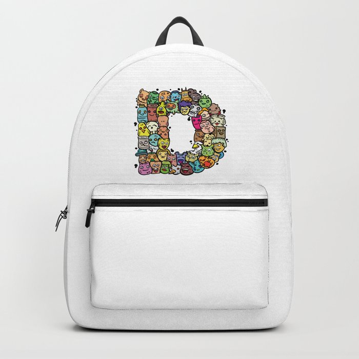 Alphabet D. The alphabet series of 26 letters making up from weirdorables doodle characters. Backpack
