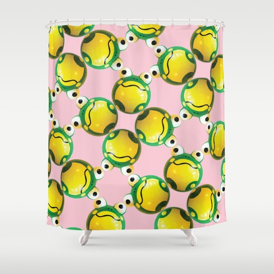 Frog Connection Pink Shower Curtain
