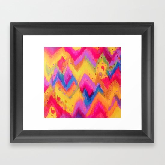 BOLD QUOTATION - Bright Vibrant Neon Quote Chevron Pattern Ikat Rainbow Trendy Design Fun Art Framed Art Print