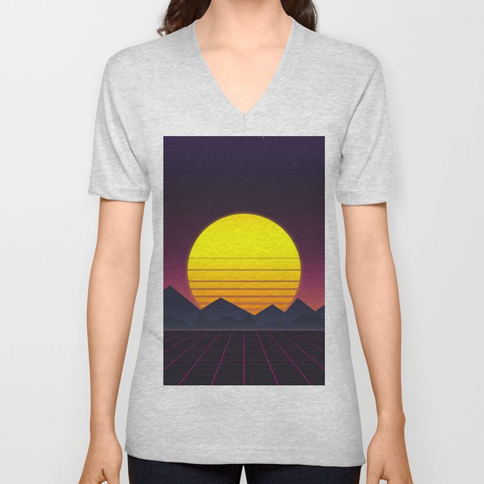 Vaporwave\\Mountain V Neck T Shirt
