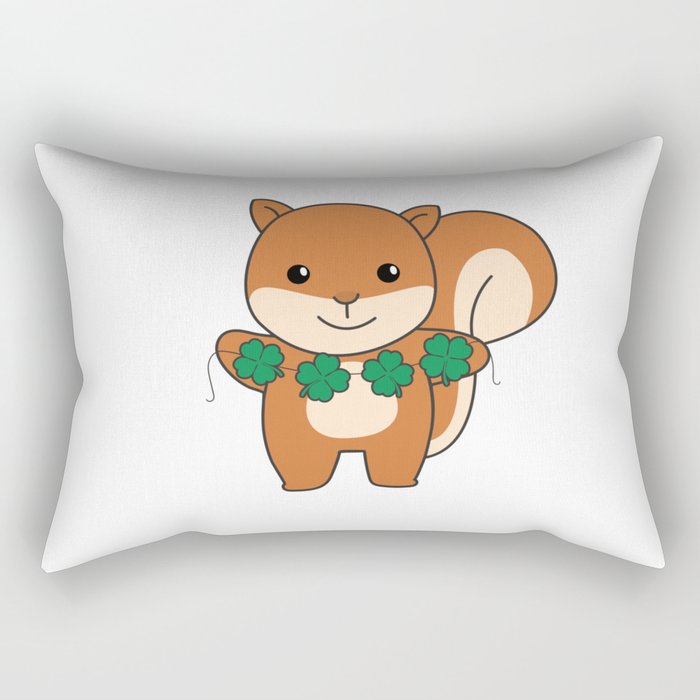 Squirrel With Shamrocks Cute Animals For Luck Rectangular Pillow