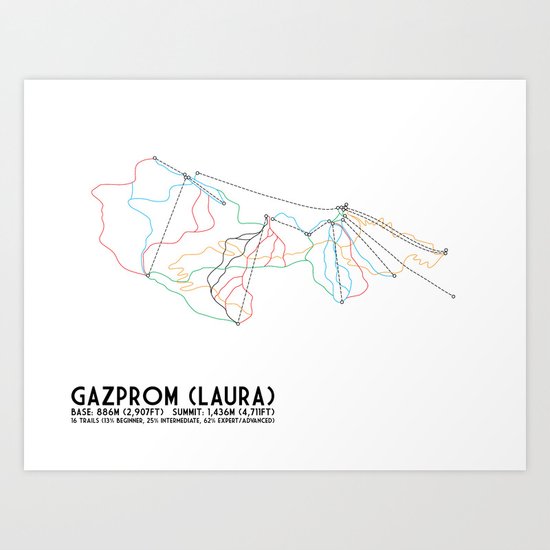 Gazprom (Laura) Mountain Resort, Sochi, Russia - European Edition - Minimalist Trail Art Art Print