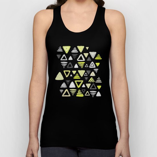 Summer Yellow Triangles on Grey Unisex Tank Top