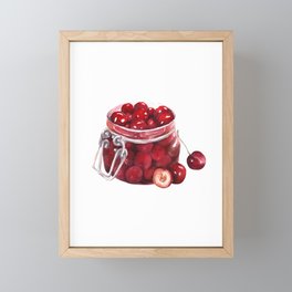 glass vase with juicy cherries Framed Mini Art Print