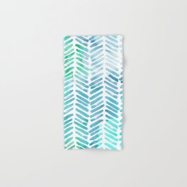 Handpainted Chevron pattern - light green and aqua - stripes Hand & Bath Towel