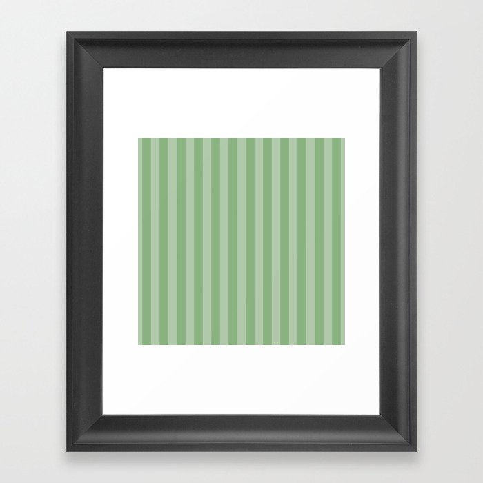 Dark Sea Green Summer Cabana Beach Picnic Stripes Framed Art Print