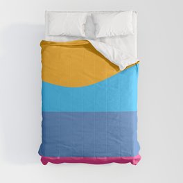 Minimalistic Wave Colorful Retro Art Pattern Design Comforter