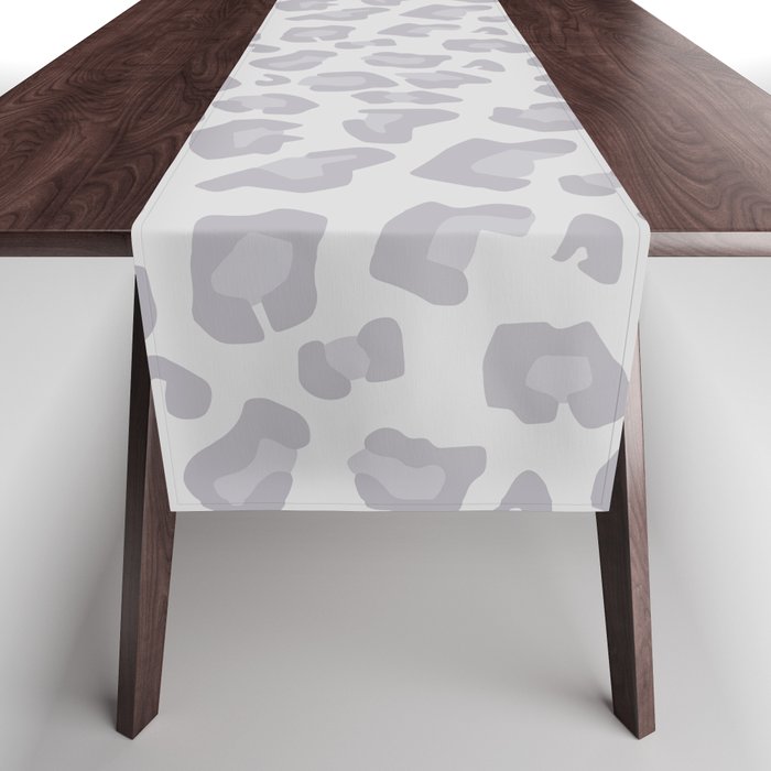 Pale Gray Dusty Light Grey - Leopard Pattern  Table Runner