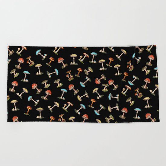 Electric Neon Mushrooms Beach Towel