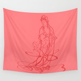 KWAN YIN WITH LOTUS FLOWER. GODDESS OF LOVE AND COMPASSION Wall Tapestry